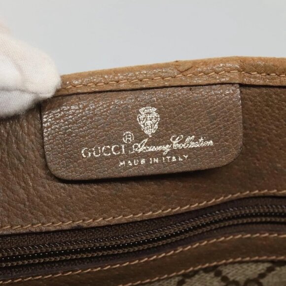 GUCCI GG Supreme Web Sherry Line Tote Bag PVC Beige Gold 39 02 091 Auth 135062 - Picture 12 of 15